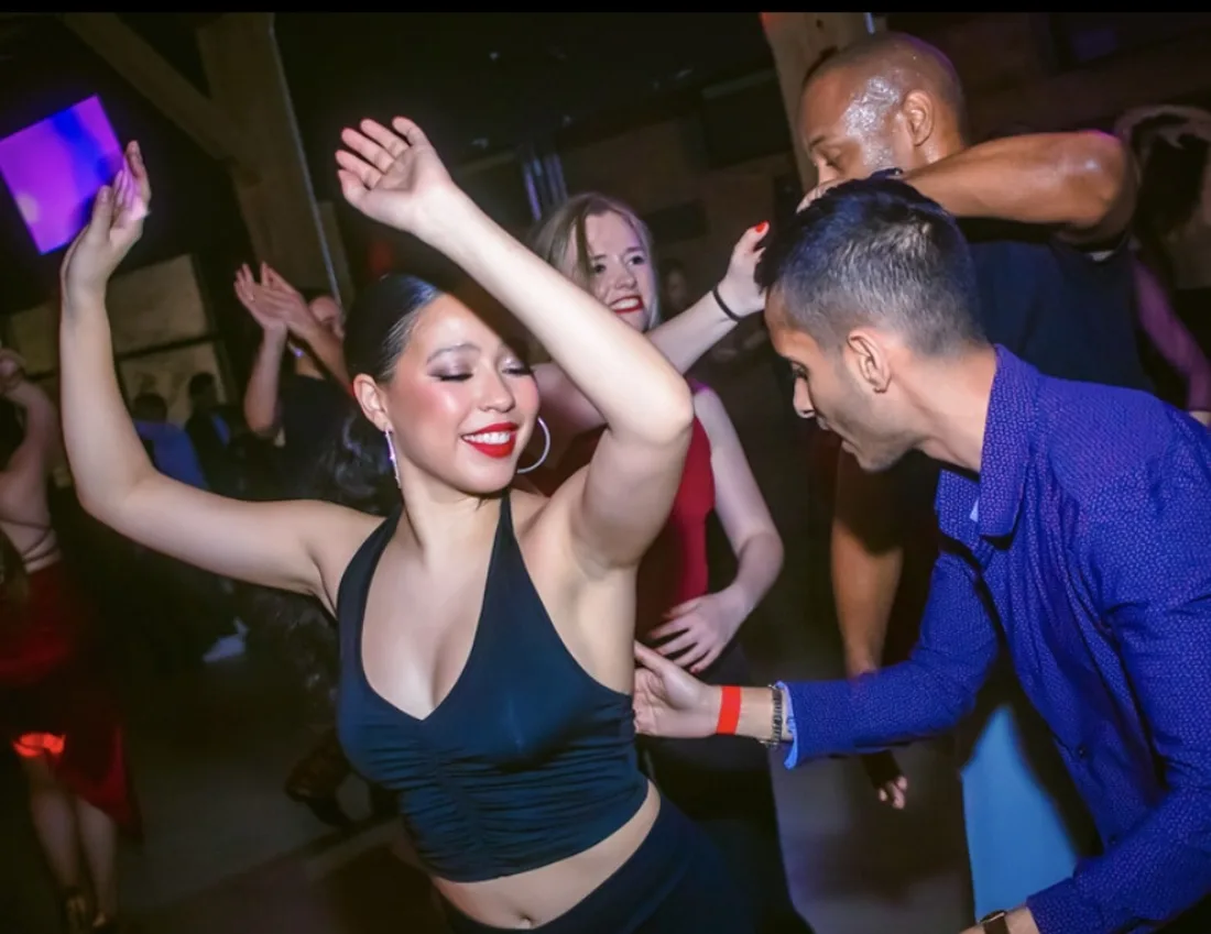 Dancers enjoying a lively Latin social dance night at Polanco Dance Center